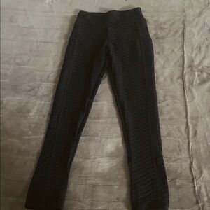 Textured Black Leggings